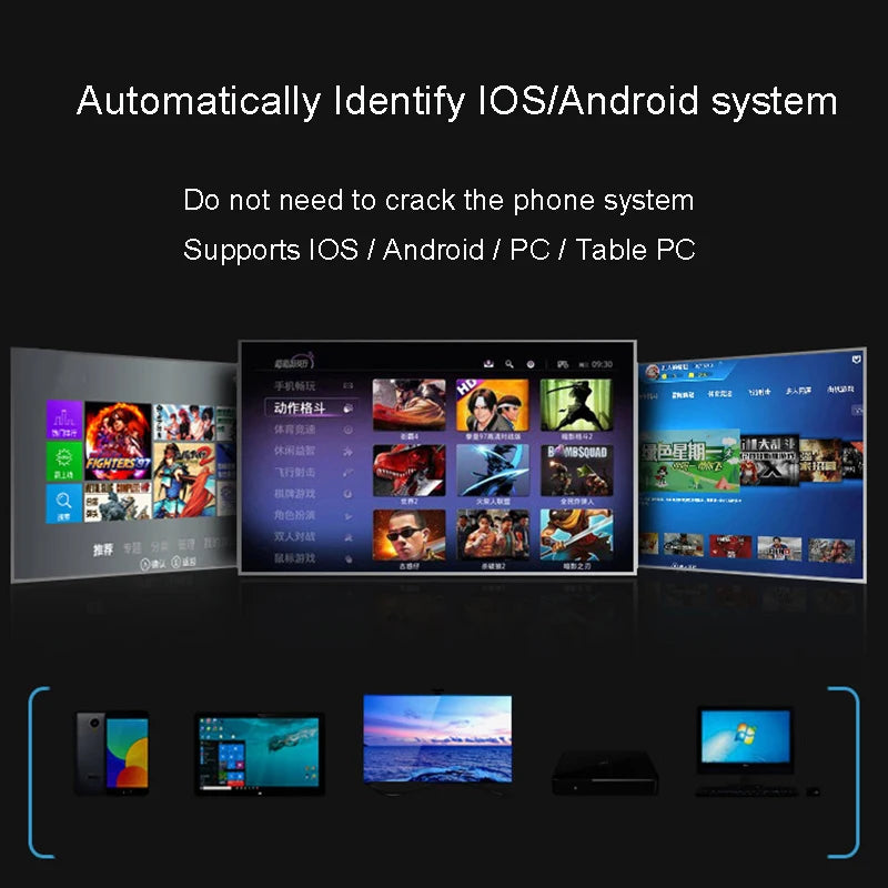 Black VR headset showcasing broad compatibility with smartphones, tablets, and computers across a range of digital media.