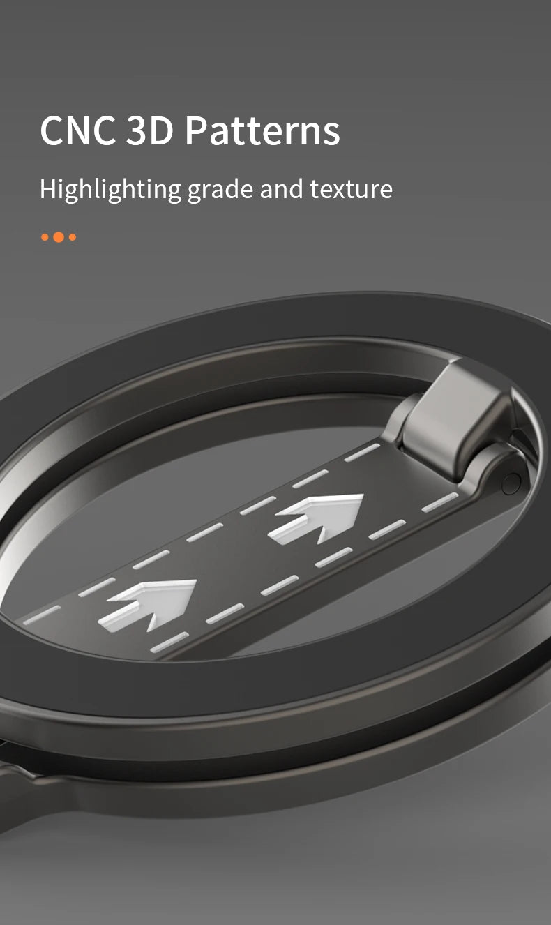 Round black metal accessory with a foldable handle, featuring CNC-engraved white directional arrows and road markings.