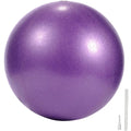 A purple textured exercise yoga ball shown against a white background, accompanied by a small plastic inflation straw.