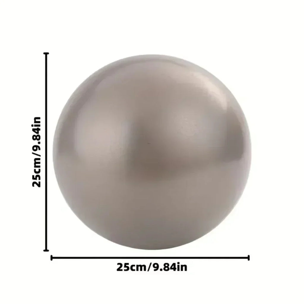 A smooth, metallic taupe sphere on a white background, measuring 25cm in diameter.