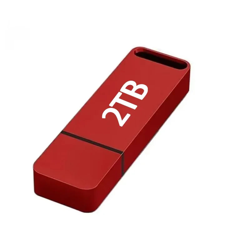 Sleek red high-speed USB flash drive with a removable cap and a rectangular keyring slot.