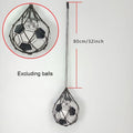 Black hanging mesh net for sports balls, 80cm long. Durable, lightweight storage solution. Note: ball not included.