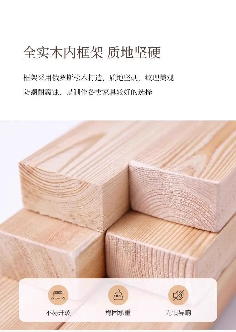 Close-up of high-quality, natural light-toned solid pine wood blocks showing detailed grain and sturdy construction.
