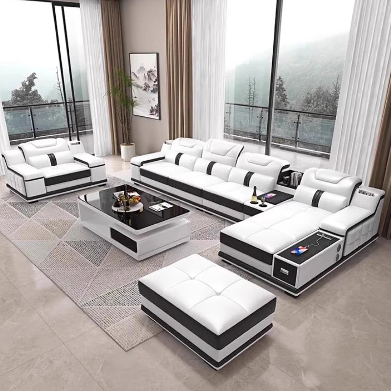 Quality Leather Luxury Comfortable Minimalist Sofa