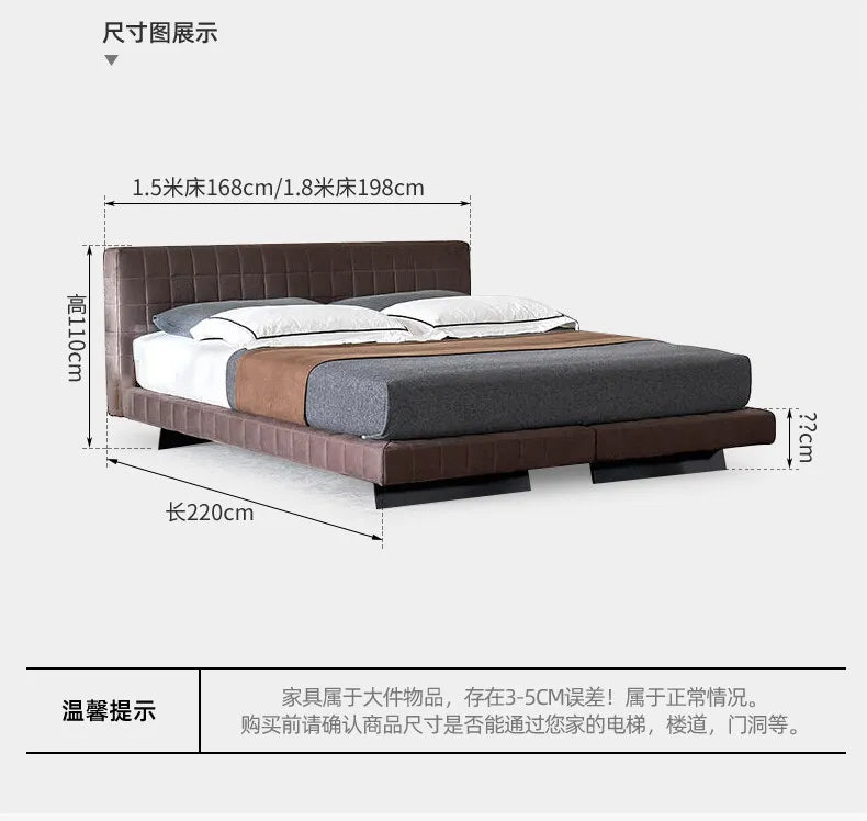 Modern Nordic-style upholstered bed frame in a dark grey, low-profile design with a grid-tufted headboard.