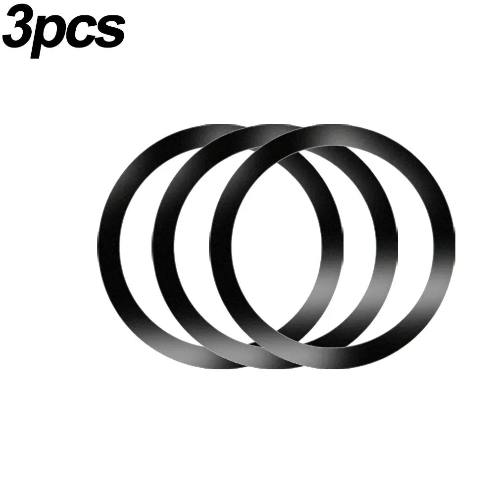 A set of three simple, thin, black circular metal rings isolated against a plain white background.