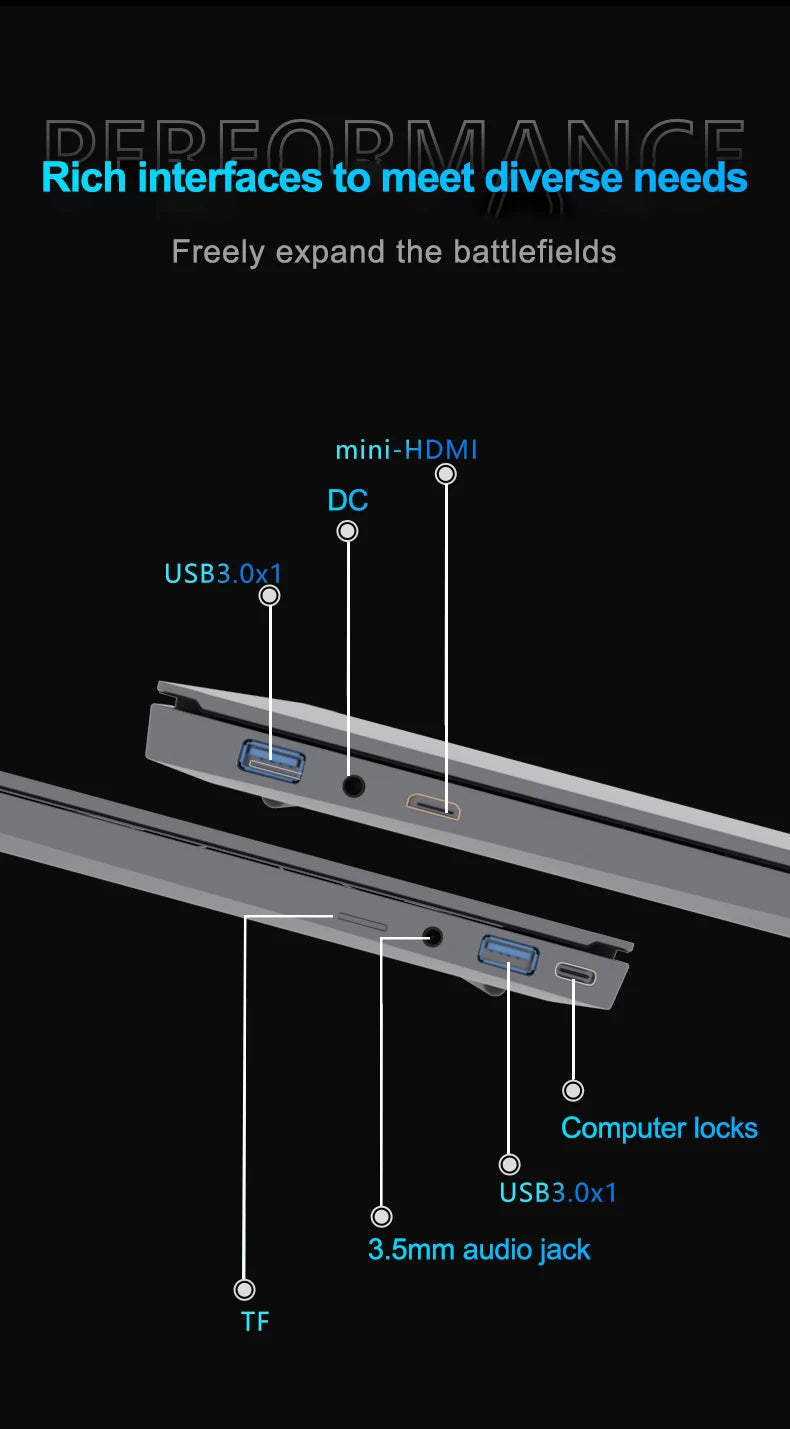 15.6" Portable Laptop  Intel Core i7-6500U Windows 11 Notebook Gamer 1920*1080 Display