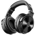 Black wireless over-ear headphones with plush ear cushions, side control buttons and a durable, adjustable headband.