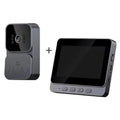 Smart wireless video doorbell kit in dark grey, featuring a camera unit and a 4.3-inch HD indoor monitor.