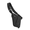 Black slimline waterproof crossbody bag with an adjustable shoulder strap and secure zip compartments.