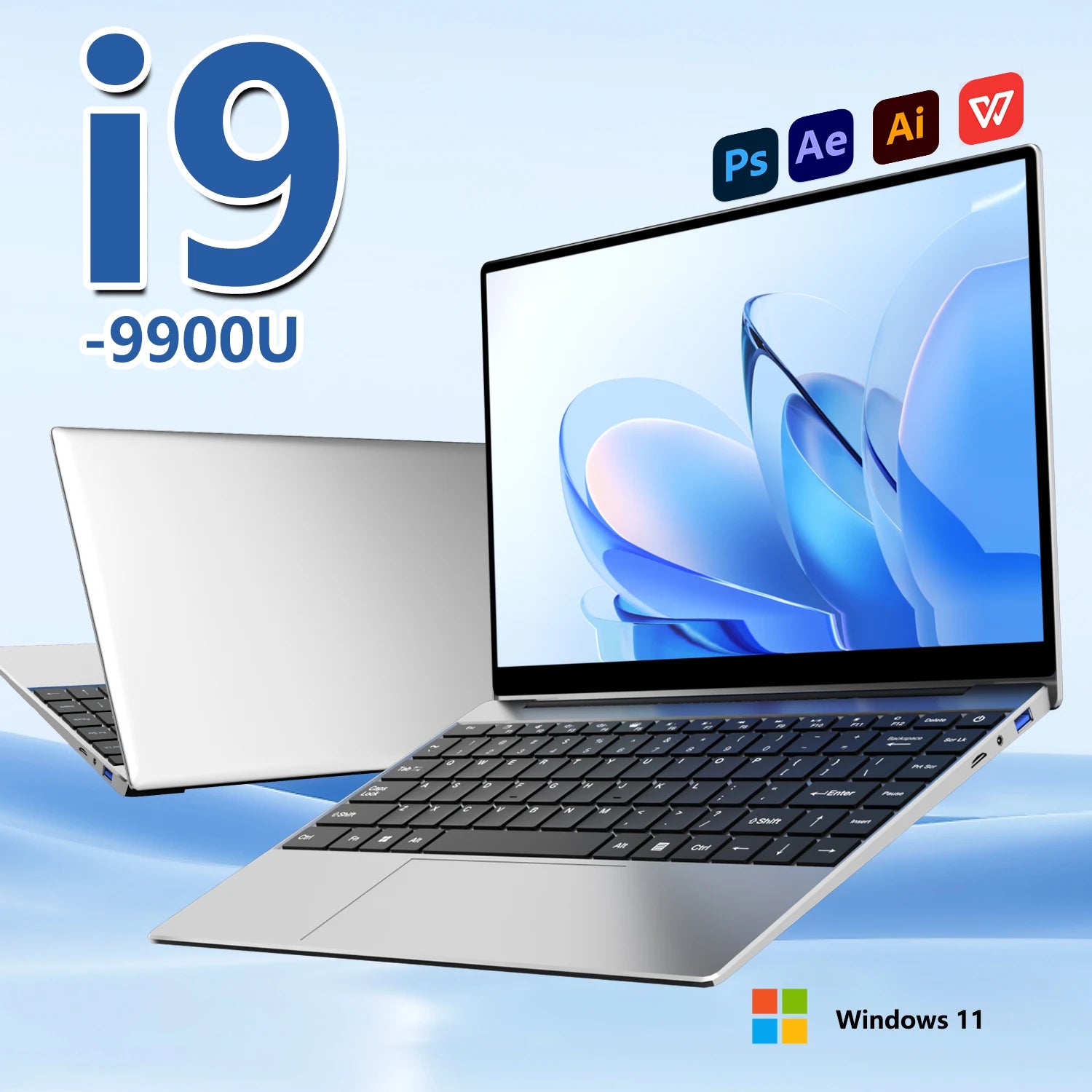 14.1 Inch Slim Laptop Windows 11 Intel Core I9-9900U Gaming
