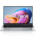 Sleek silver 15.6-inch laptop with a slim bezel, black keyboard, and vibrant abstract wallpaper.
