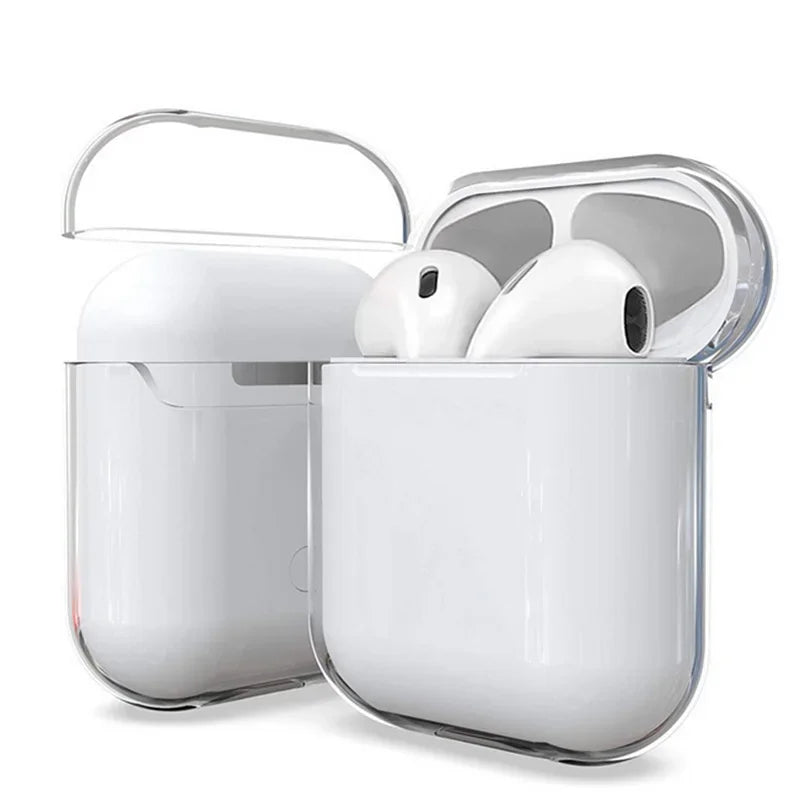 Clear protective case for Apple AirPods (1st/2nd Gen). Transparent, slim-fit design made from flexible TPU material.