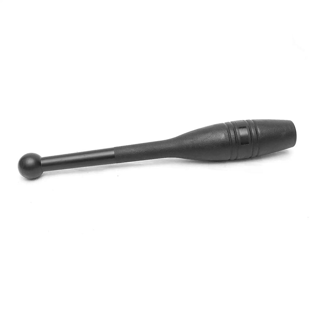 Black Indian clubbell for strength training, featuring a slim handle, spherical end knob and a weighted body.