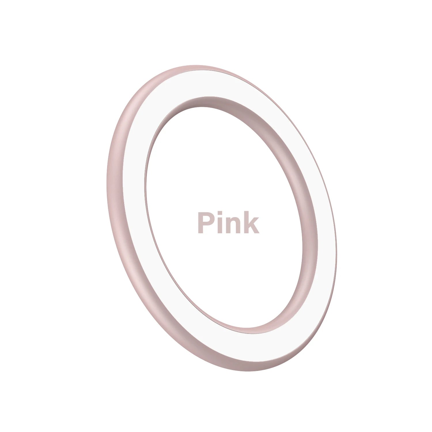 Minimalist pink circular wireless charger with a sleek, slim ring design, isolated on a white background.