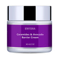 60ml jar of Ceramides & Avocado barrier cream with a purple label and reflective silver lid.