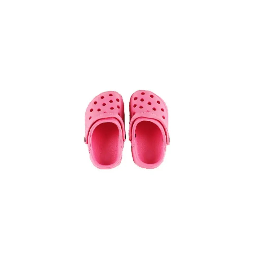 A pair of bright pink, ventilated summer sandals for cats with a non-slip, clog-style design.