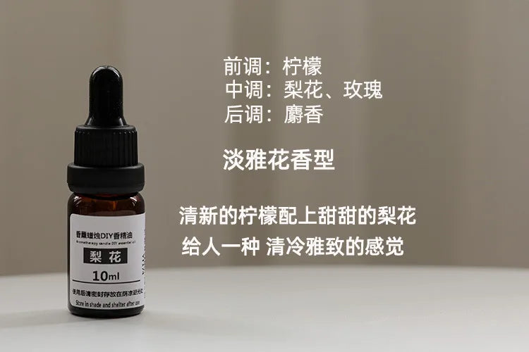 Amber 10ml essential oil glass bottle with a black dropper cap, featuring a clean label for floral-scented fragrance.