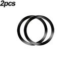 Set of two plain, matte black circular rings with a smooth, minimalist design on a white background.