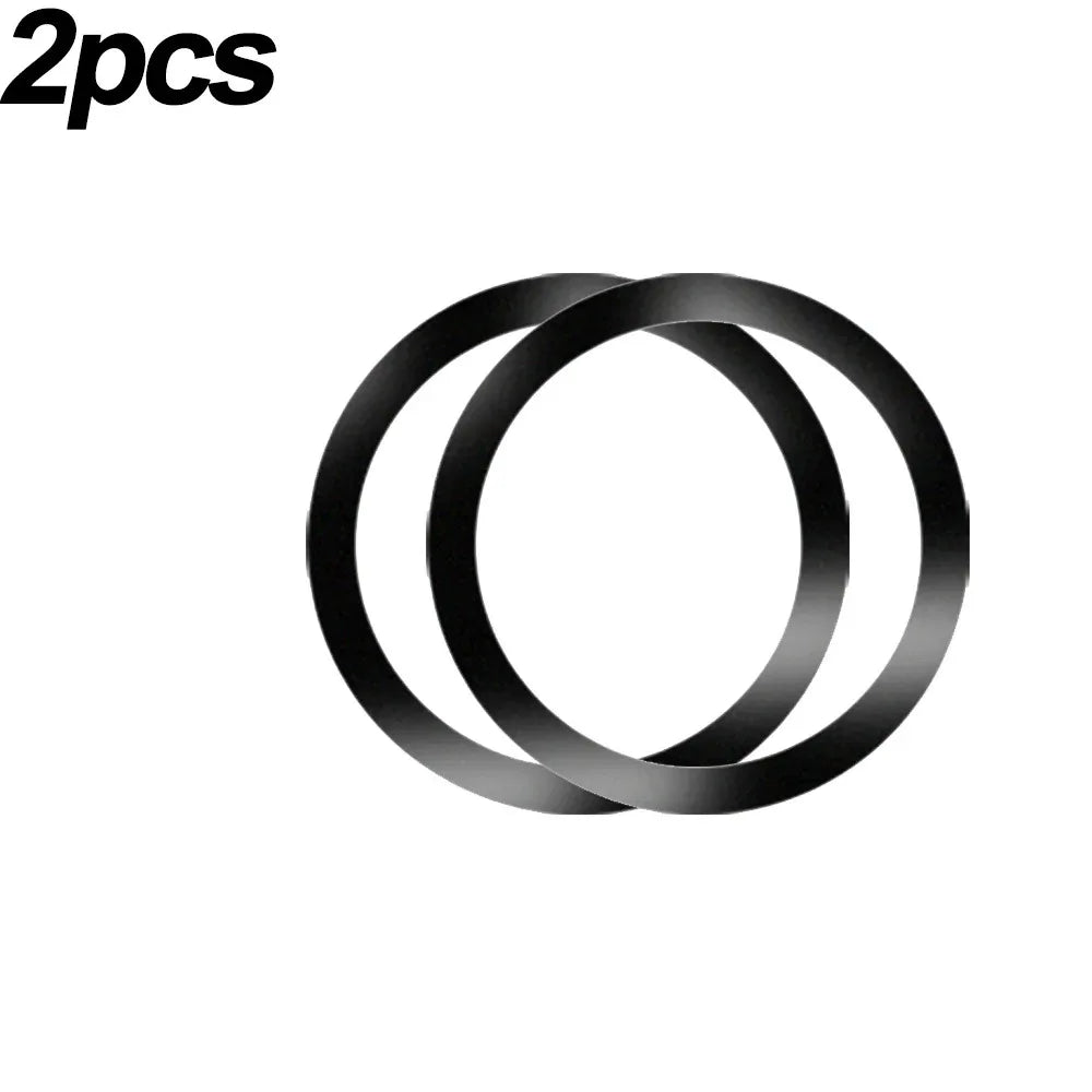 Set of two plain, matte black circular rings with a smooth, minimalist design on a white background.