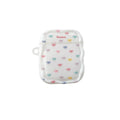 White wavy AirPods case with a multicoloured bow print pattern. Suitable for standard Apple AirPods.