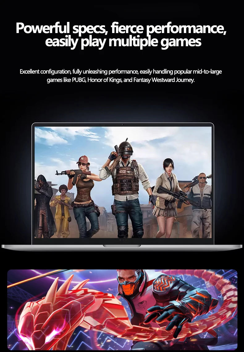 Sleek silver 15.6-inch laptop displaying high-resolution gaming graphics with vibrant colours.