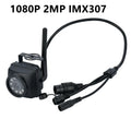 Black 1080p 2MP wireless backup camera with antenna, mounting bracket, and wired connection cables.