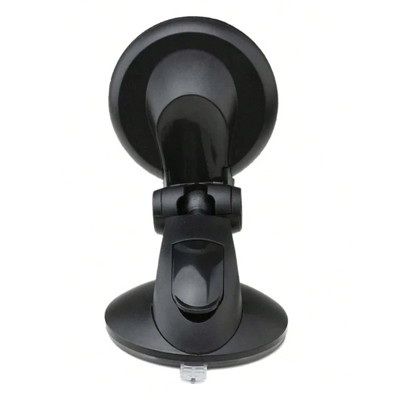 Black adjustable car phone mount with a strong suction cup base for secure dashboard or windshield mounting.