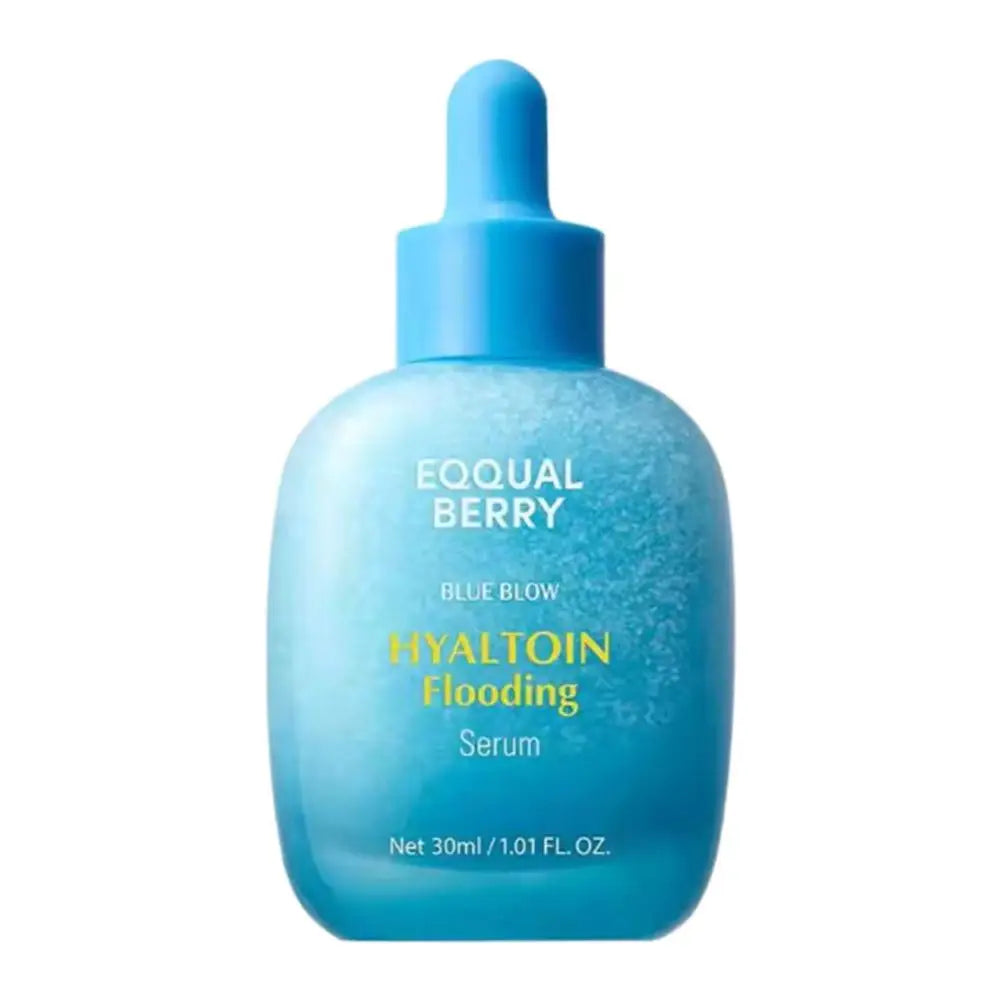 30ml blue glass dropper bottle containing Hyaltoin Flooding serum for skincare.