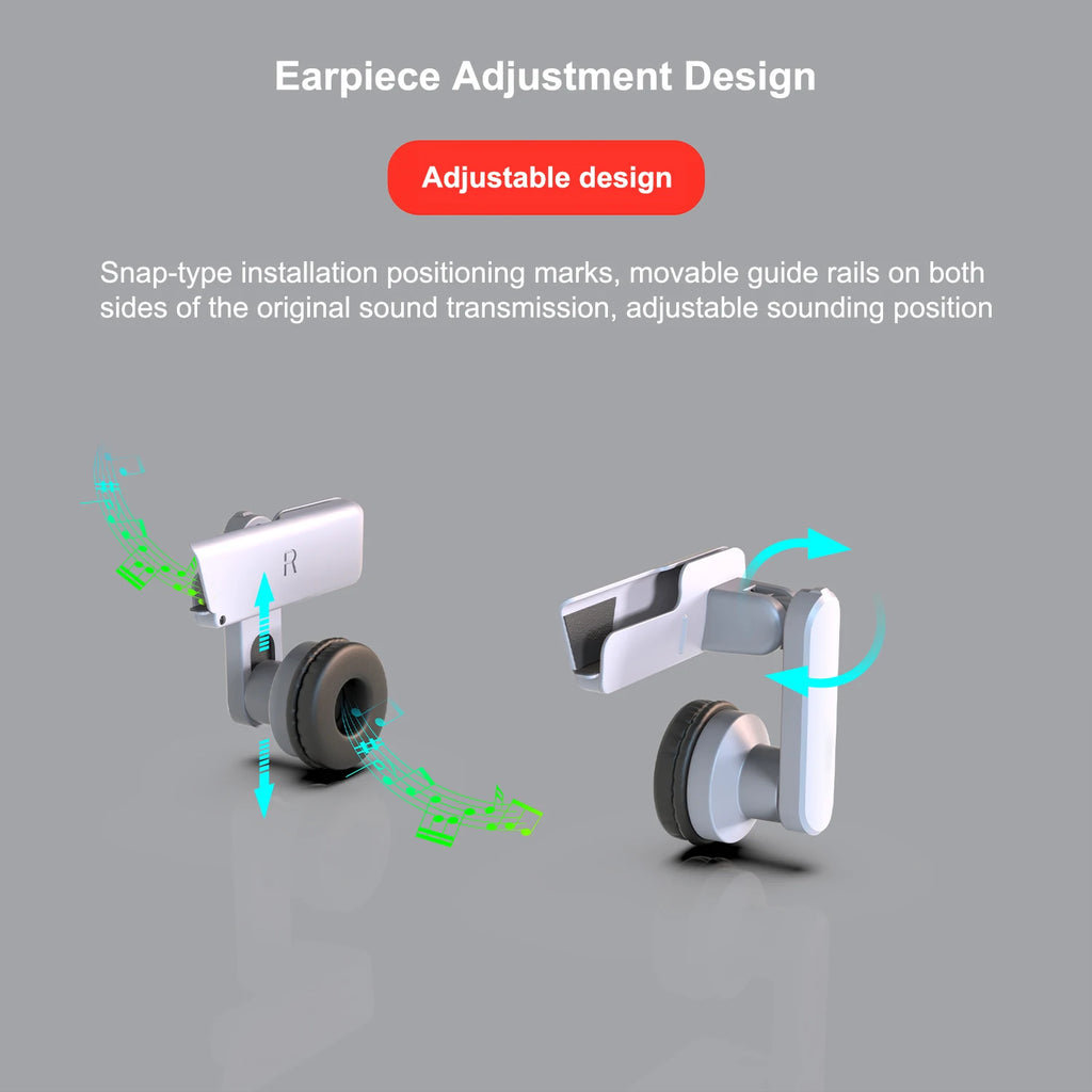 White PICO 4 VR headset ear muffs with adjustable guide rails and comfortable black ear cushions for improved audio.