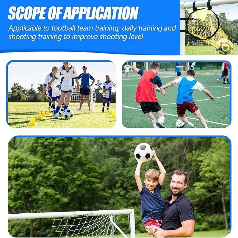 Football goal shooting target net in yellow, featuring a circular design for precision practice and skills training.
