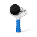 AMVR white and blue table tennis adapter with textured grip attached to a black Quest 3 controller.