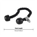 Black tricep pull rope attachment with chrome connector and two large solid ends, 70cm total length.