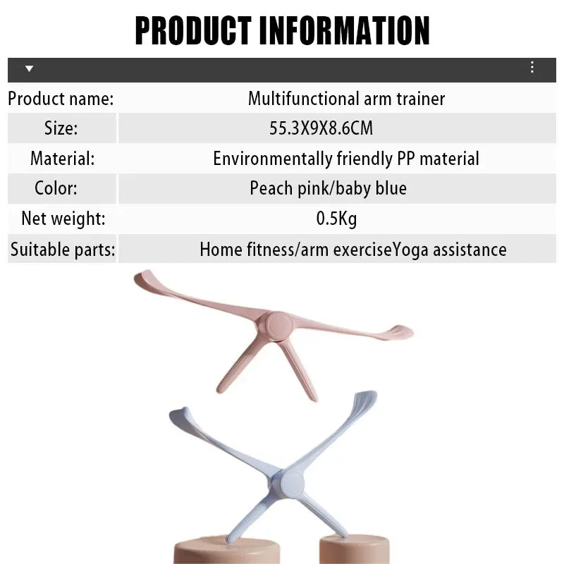 A peach pink and a baby blue multifunctional arm trainer, featuring a slim, lightweight design for home fitness.