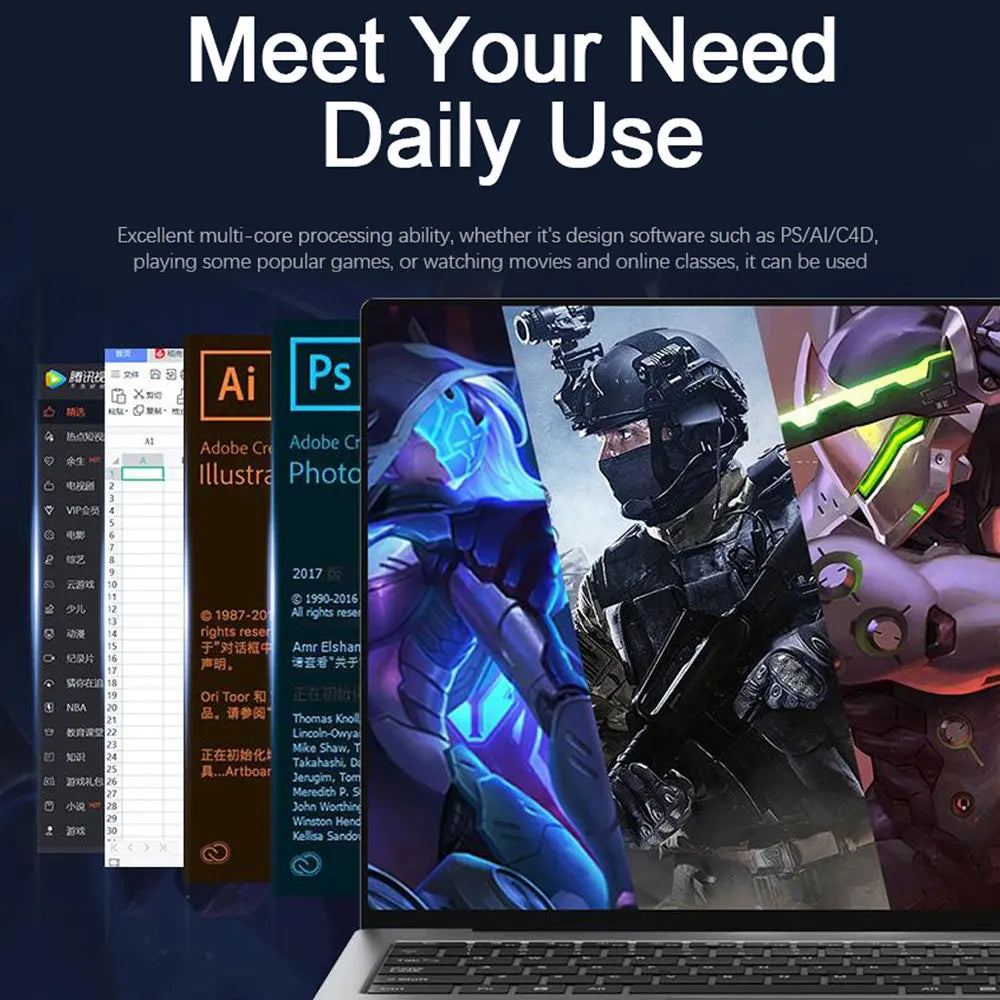 Sleek 15.6-inch silver gaming laptop showing a vibrant screen display for creative software and high-action gaming.
