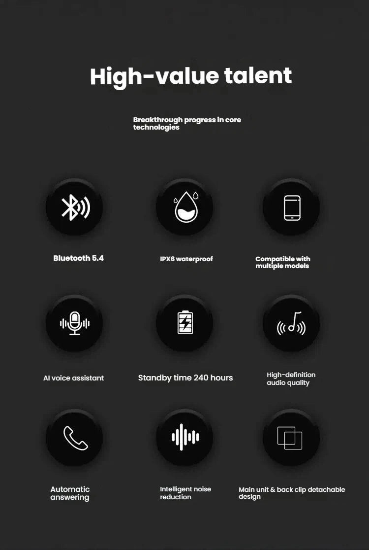 Features of V20 Bluetooth helmet headset: Bluetooth 5.4, IPX6 waterproof, voice assistant, noise reduction, detachable.