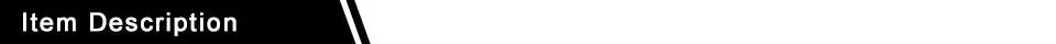 White text reading "Item Description" on a black geometric background with a white diagonal line.