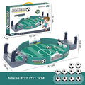 Tabletop football game with green pitch, scoreboard, goalies, and ten miniature footballs, shown with display box.