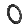 A sleek, minimalist black circular frame or ring with a smooth, matte finish, set against a plain white background.