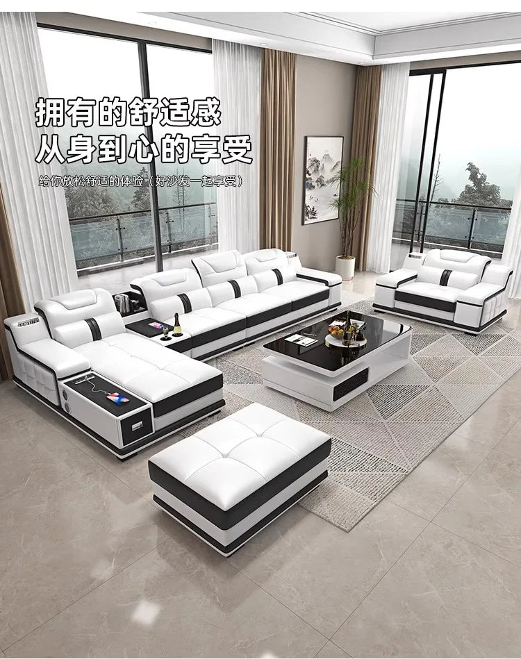 Quality Leather Luxury Comfortable Minimalist Sofa