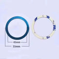 Blue circular adhesive bezel ring measuring 45mm inner and 55mm outer diameter, shown from both sides.