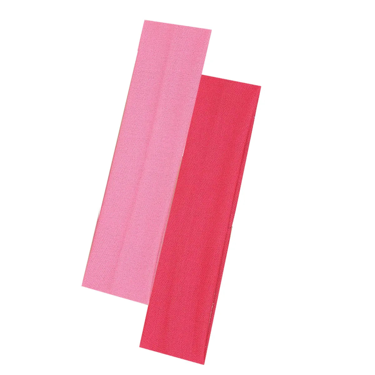 Two fabric headbands in light pink and deep pink, layered against a white background.