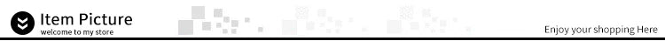 A store banner with black and white text reading "Item Picture, welcome to my store" and "Enjoy your shopping Here."