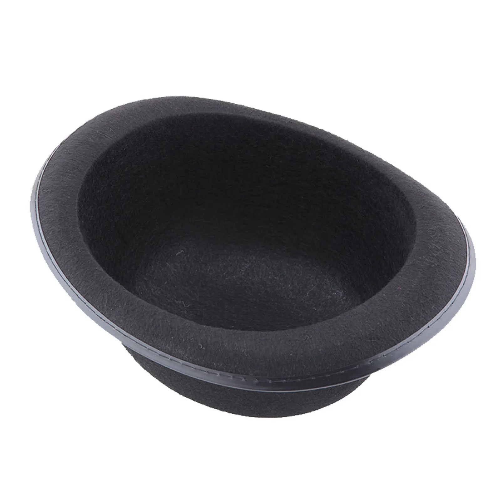 A classic black felt-style fedora hat shown from an elevated angle.