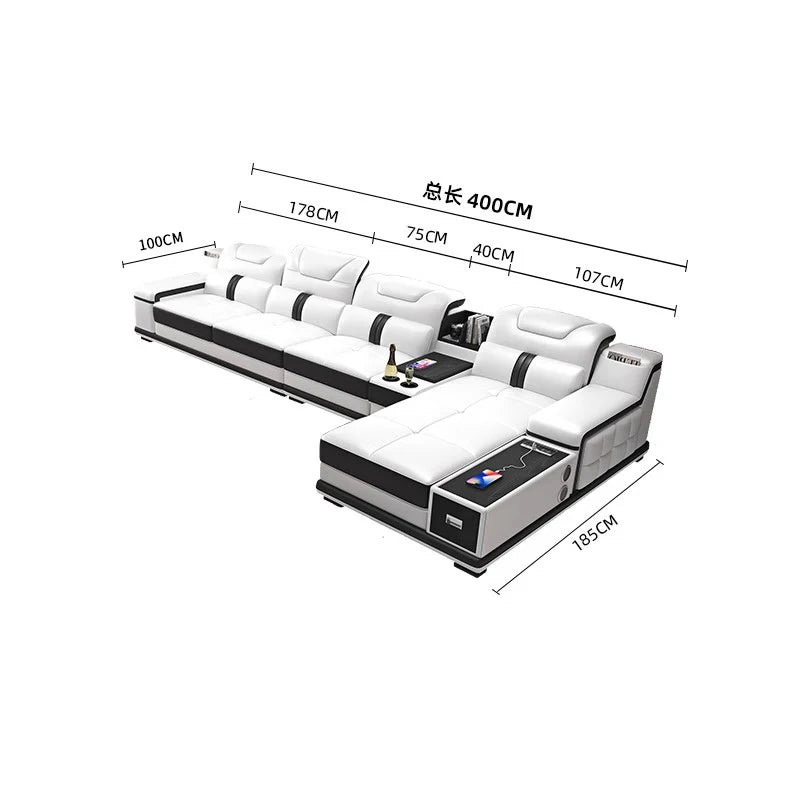 Quality Leather Luxury Comfortable Minimalist Sofa