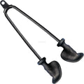 A black nylon rope triceps attachment with two ergonomic plastic handles on a white background.