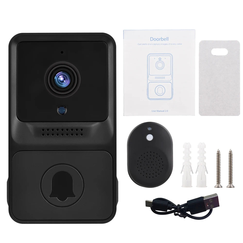 1080P HD Visual Smart Security Doorbell Camera Wireless Video Doorbell with IR Night Vision 2-Way Audio Real-Time Monitoring