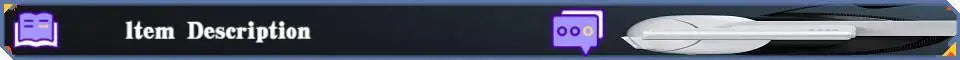 Black horizontal banner titled "Item Description" with purple book and chat icons and a stylized white graphic element.
