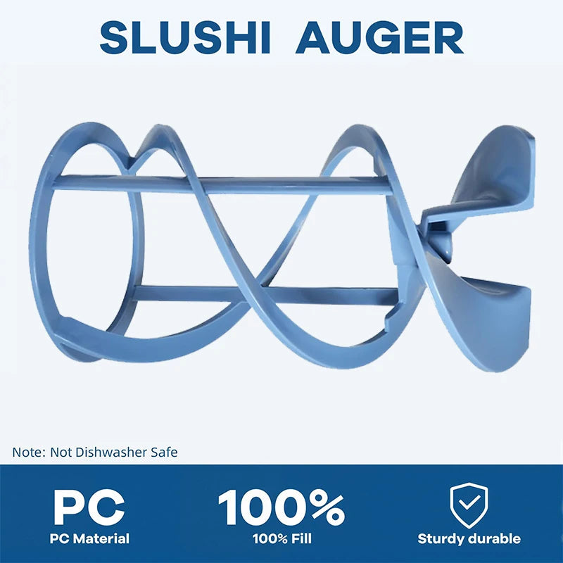 Blue plastic replacement slushie machine auger. Durable, sturdy design for efficient mixing. Not dishwasher safe.