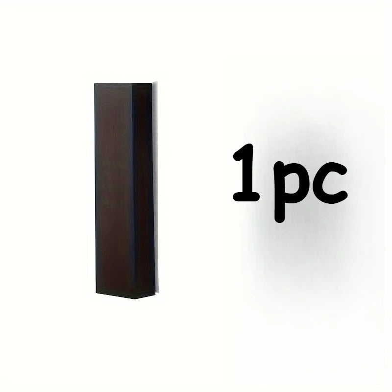 A slim, dark-brown wooden wall-mounted vase with a rustic finish, shown as a single piece against a white background.